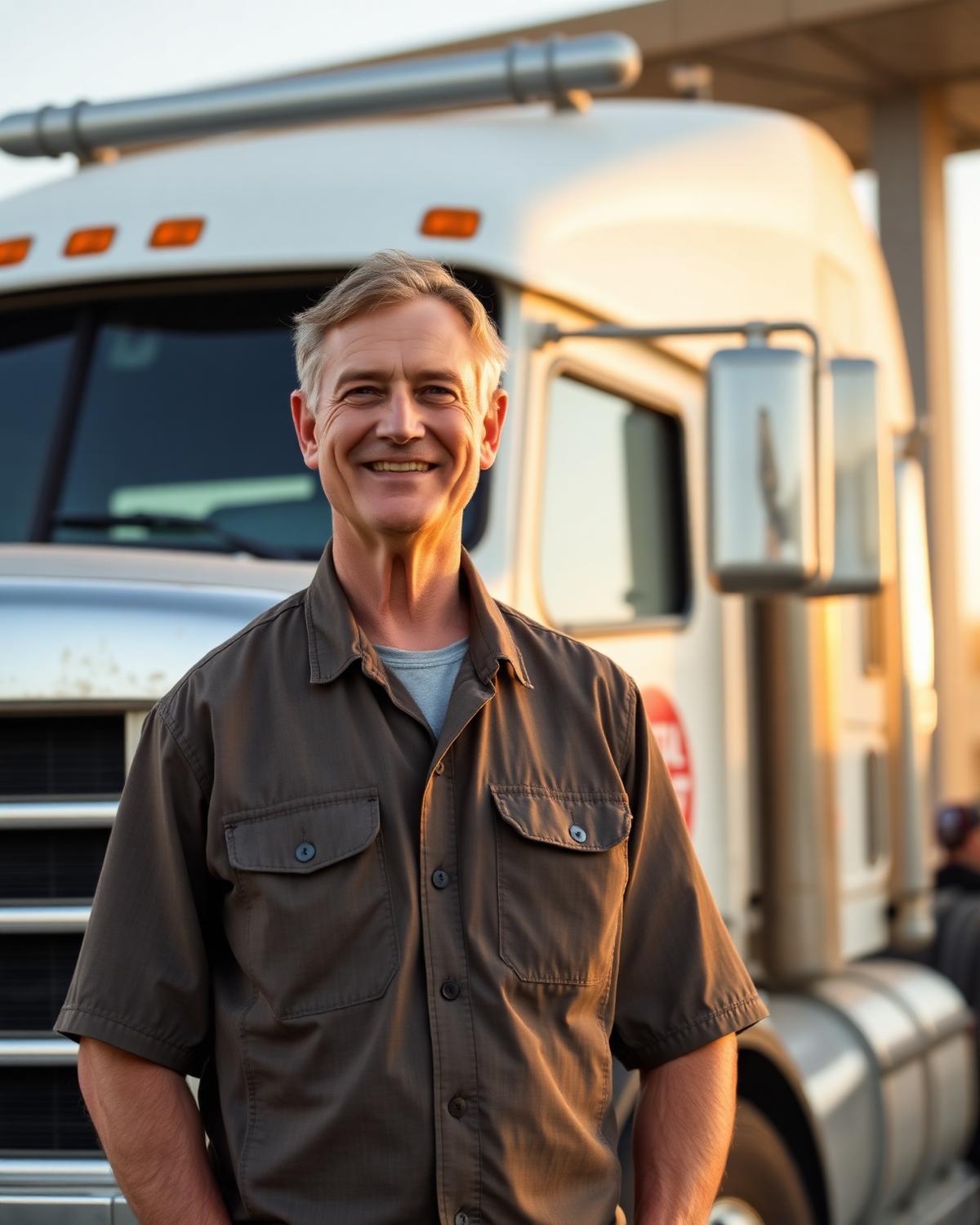 PCH Logistics driver during a pre-trip inspection
